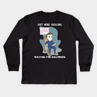 Just Here Chillin Waiting For Halloween Costume T-shirt Kids Long Sleeve T-Shirt